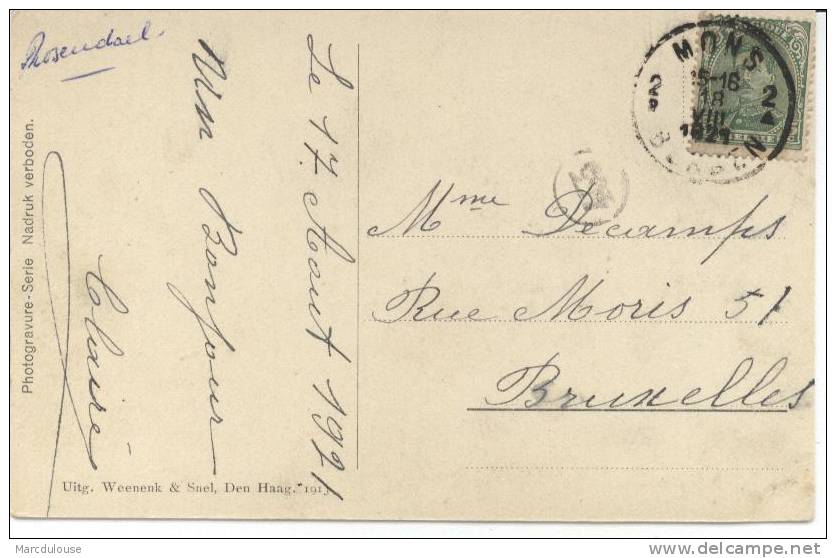 Rozendaal (Velp). Kasteel Rosendael. Postzegel België N° 137. Stempel: Mons (Bergen). - Velp / Rozendaal