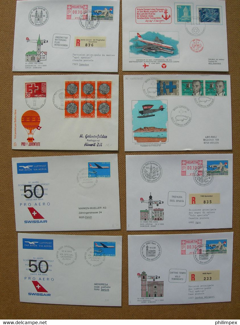 SWITZERLAND, 400+ AIRPOSTDOCUMENTS, FIRST- and SPECIAL FLIGHTS - GREAT LOT!