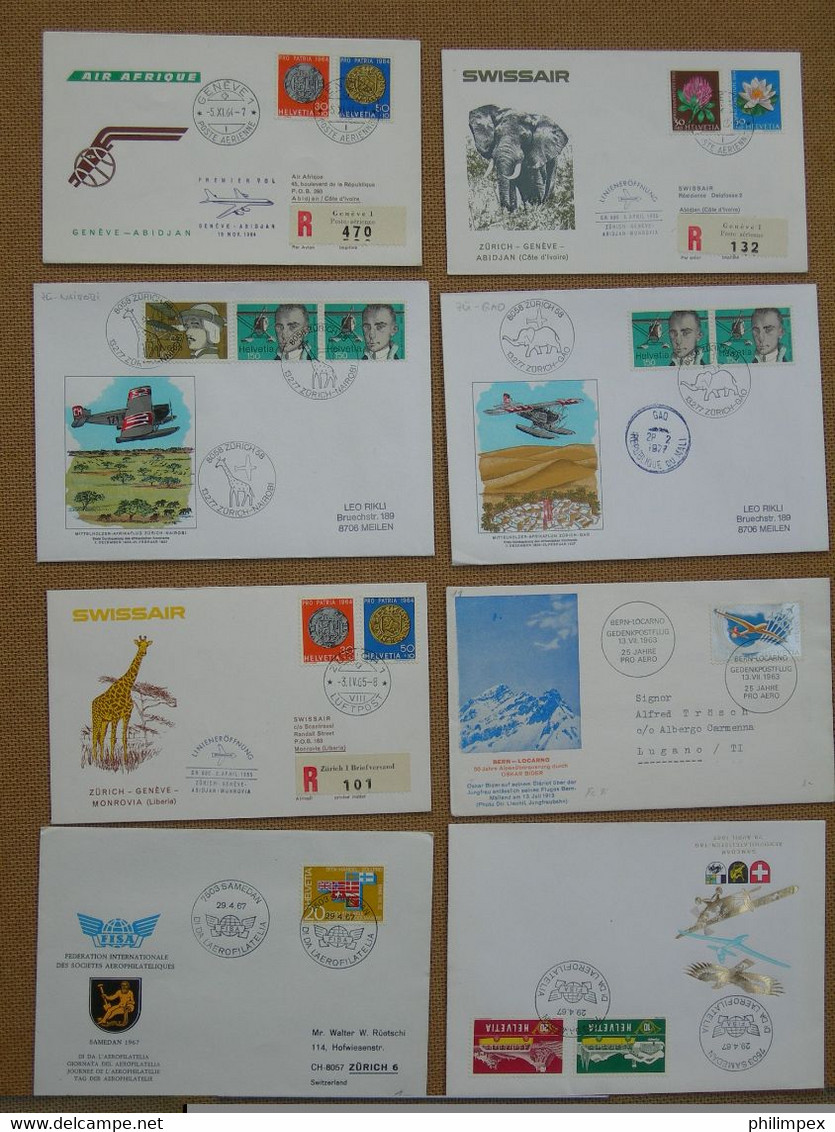 SWITZERLAND, 400+ AIRPOSTDOCUMENTS, FIRST- and SPECIAL FLIGHTS - GREAT LOT!