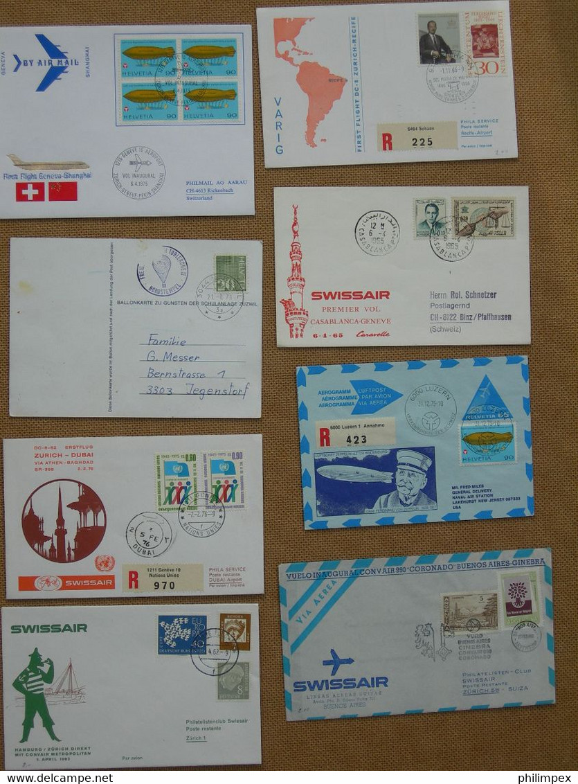 SWITZERLAND, 400+ AIRPOSTDOCUMENTS, FIRST- and SPECIAL FLIGHTS - GREAT LOT!