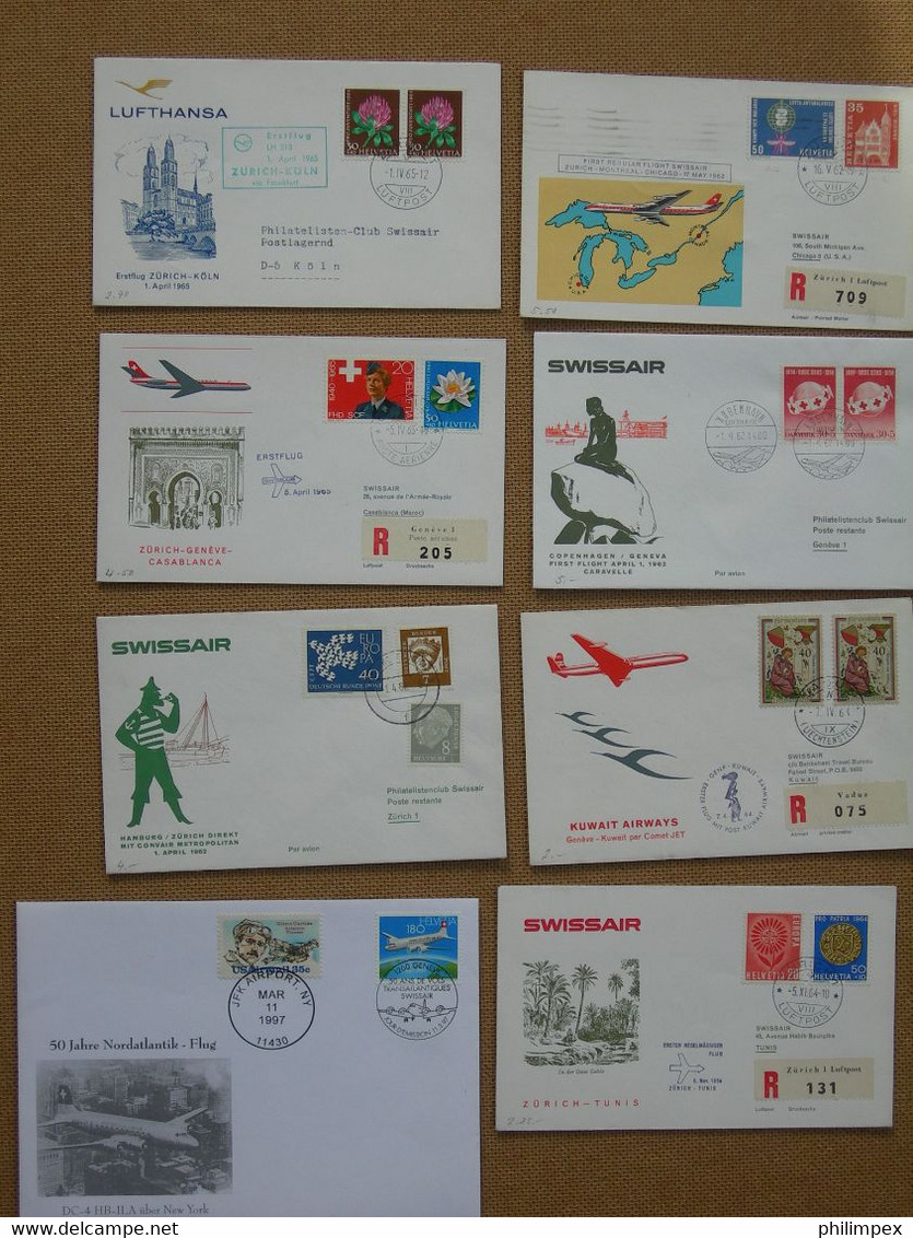 SWITZERLAND, 400+ AIRPOSTDOCUMENTS, FIRST- and SPECIAL FLIGHTS - GREAT LOT!