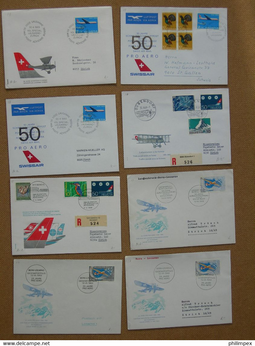 SWITZERLAND, 400+ AIRPOSTDOCUMENTS, FIRST- and SPECIAL FLIGHTS - GREAT LOT!