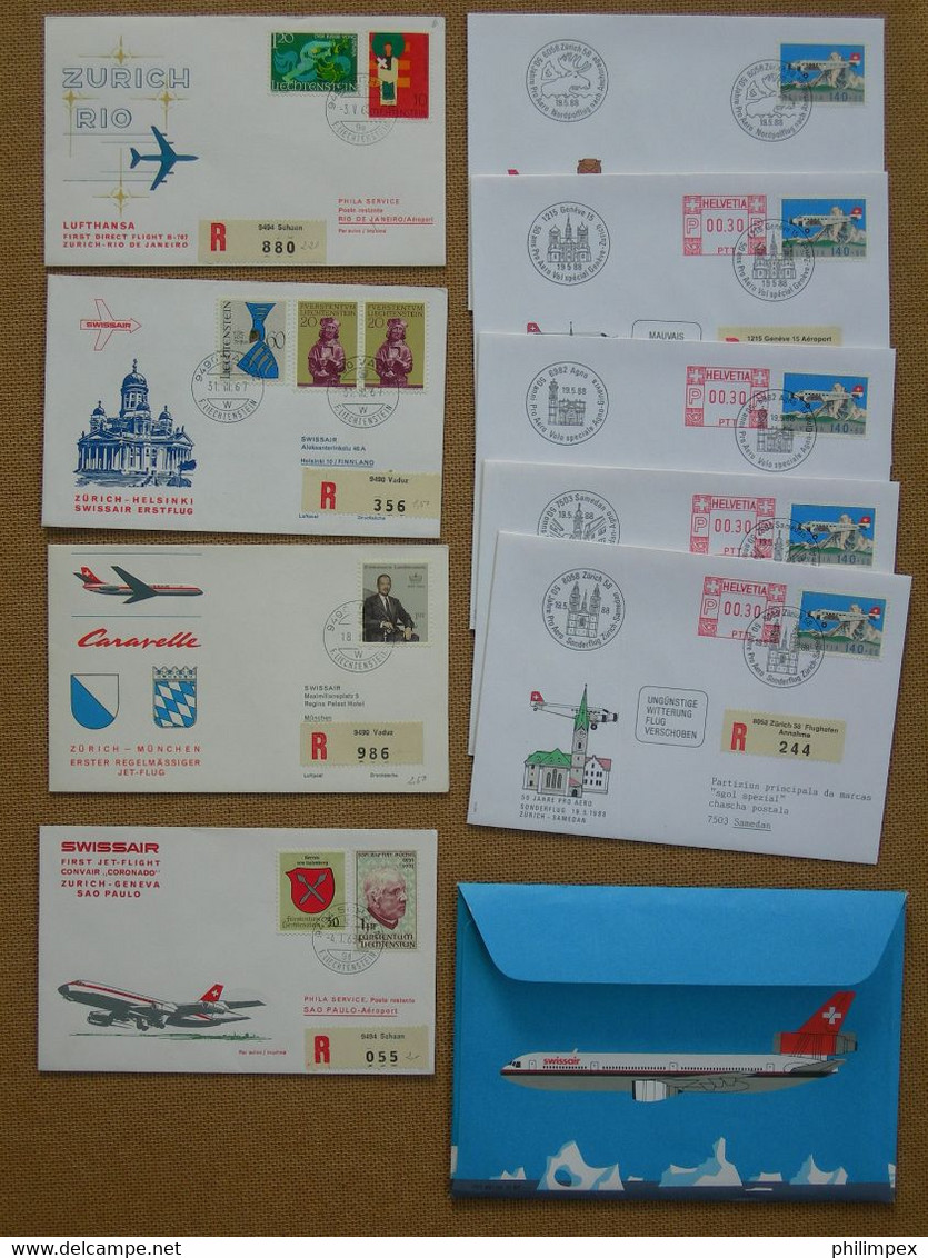 SWITZERLAND, 400+ AIRPOSTDOCUMENTS, FIRST- and SPECIAL FLIGHTS - GREAT LOT!