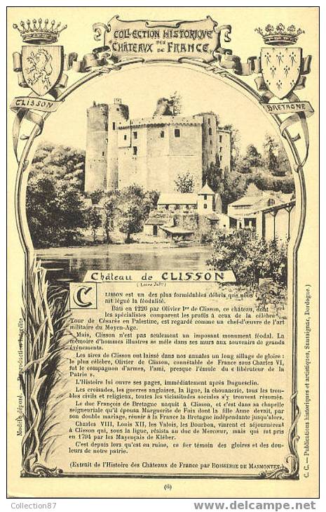 44 - LOIRE ATLANTIQUE - CHATEAU De CLISSON - BLASON - ARMOIRIES - COLLECTION HISTORIQUE Des CHATEAUX De FRANCE N° 6 - Clisson