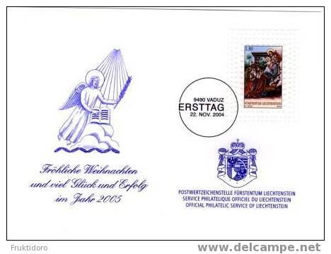 Liechtenstein Glückwunschkarte / Christmas Card 2004 - Angel - The Holy Family - Entiers Postaux