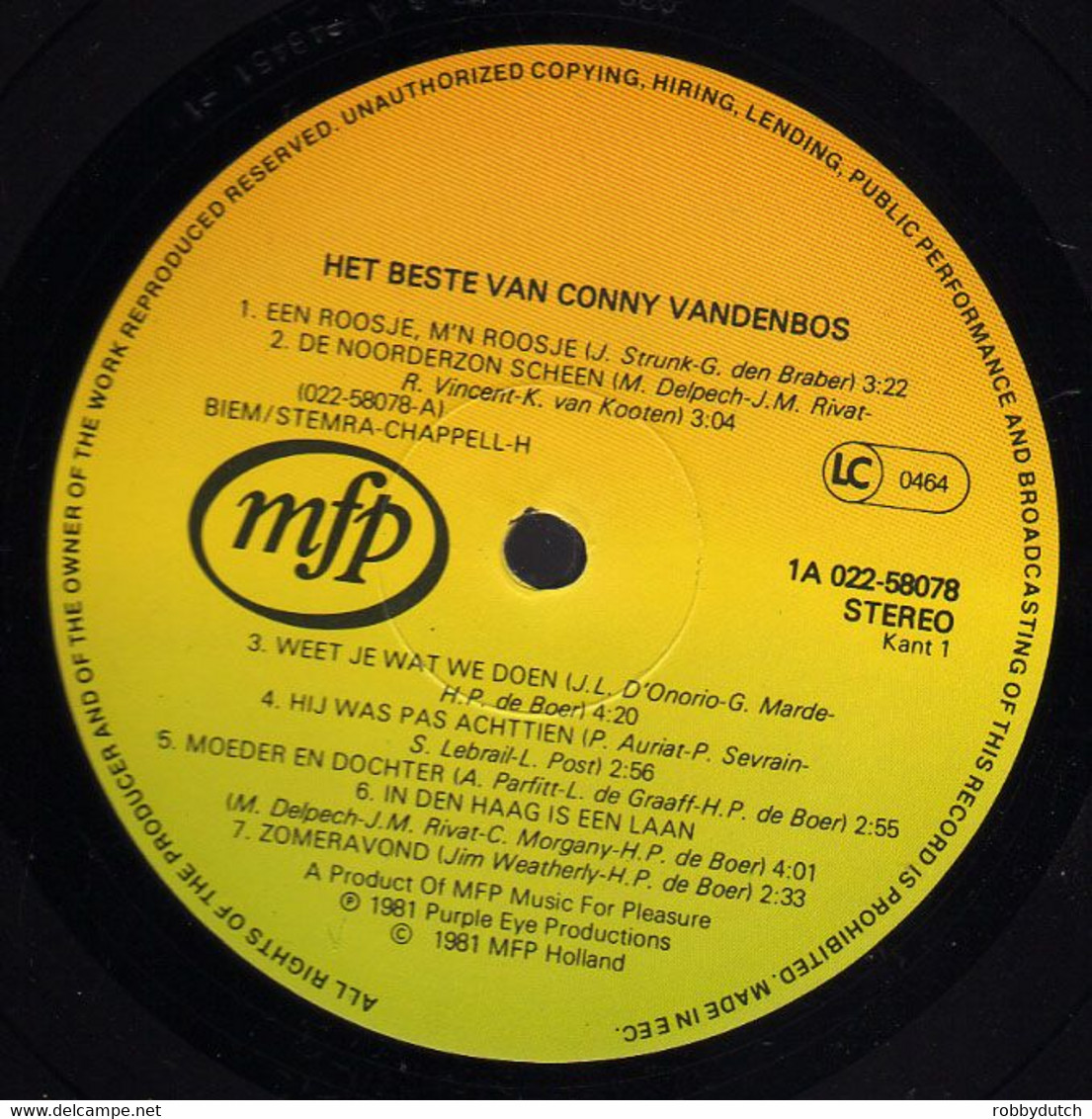 * LP * CONNY VANDENBOS - HET BESTE VAN CONNY VANDENBOS (1981) Ex!! - Sonstige - Niederländische Musik