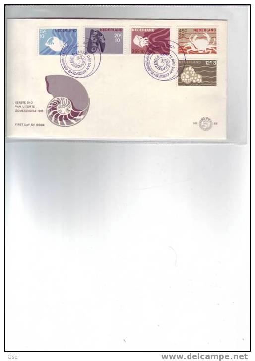 PAESI BASSI  1967 - FDC - Yvert  845/9 - Annullo Speciale Illustrato - Conchiglie E Crostacei - Schelpen