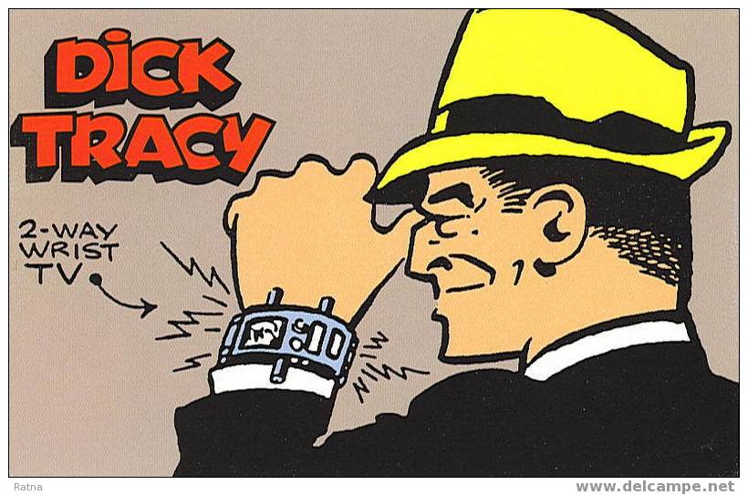 USA : Entier Carte. Dick Tracy, Montre, TV, Gadget, Chapeau, Jaune, BD, Bande Dessinée Américaine, Art, - Bandes Dessinées