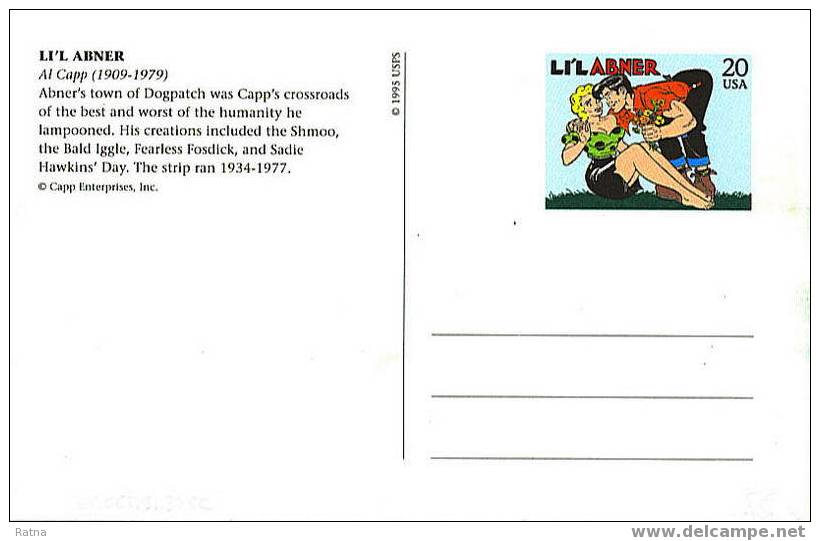 USA : Entier Carte. Li'Labner, Femme, Homme, Bouquet Fleur, Pin'up, BD, Bande Dessinée Américaine, Art, - Comics