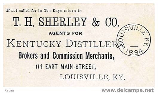 USA : Entier Env. Voyagé 1894. "Kentycky Distillers" Distillerie, Alcool, Boisson. Superbe Et Rare ! - Wines & Alcohols