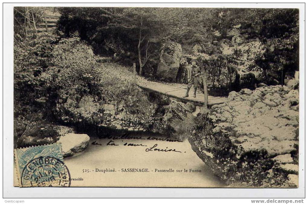 H126 - SASSENAGE - Passerelle Sur Le FURON (1906 - Carte Animée) - Sassenage