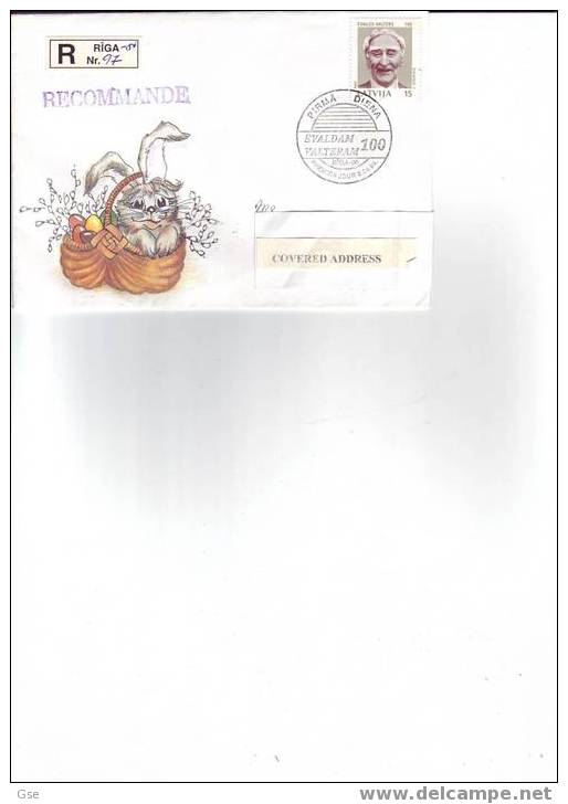 LETTONIA 1994 - FDC - Raccomandata - Yvert  327 - Annullo Speciale Illustrato - Teatro