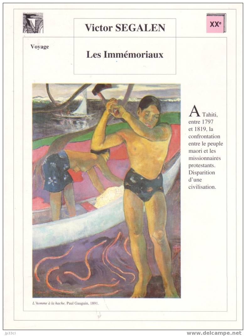 Fiche De Lecture Sur "Les Immémoriaux", De Victor Segalen - Fichas Didácticas