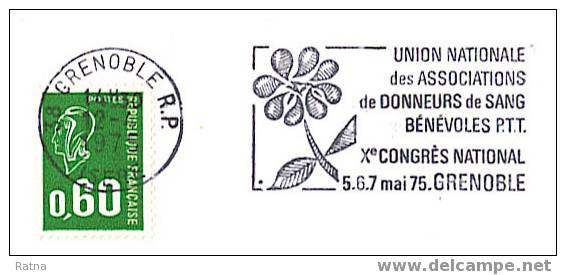 France : Secap Temporaire /lettre X Congrès National Donneurs De Sang Benevoles PTT, Coeur, Medecine, Association, Vie, - Other & Unclassified