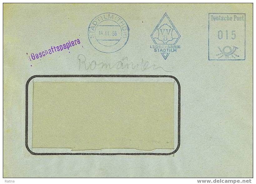 Allemagne : EMA Bleue /lettre Usine Ou Fabrique De Cuir, Peau, Textile, - Textil