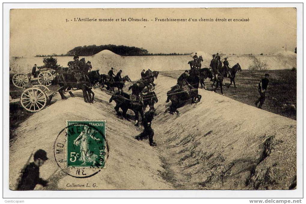 H129 - MOURMELON-le-GRAND - L'artillerie Montée Et Les Obstacles - Franchissement D'un Chemin étroit Et Encaissé - Mourmelon Le Grand