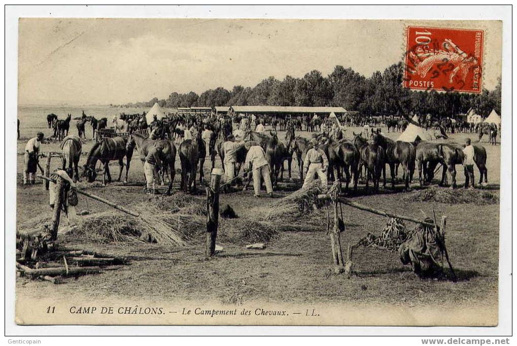 H129 - Camp De CHÂLONS - Le Campement Des Chevaux (Très Joli PLAN De 1912) - Camp De Châlons - Mourmelon