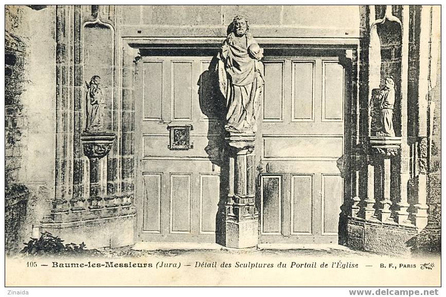 CPA DE BAUME LES MESSIEURS - DETAIL DES SCULPTURES DU PORTAIL DE L EGLISE - Baume-les-Messieurs