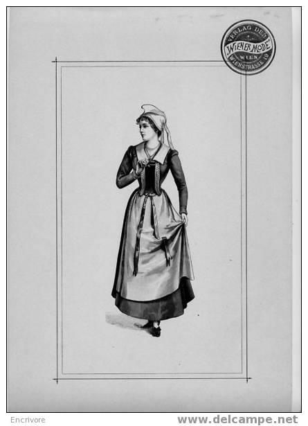 TRES BELLE GRAVURE DE MODE FIN 19ème Noir Et Blanc -costume Français Du Morbihan - Prints & Engravings