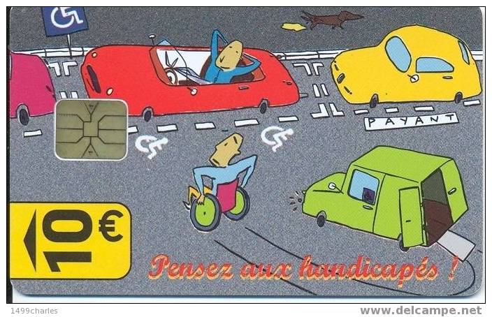 PARIS CARTE 10 Euros    HANDICAPES   Puce SA1 - Cartes De Stationnement, PIAF