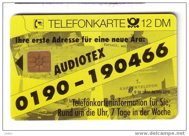 Germany - Allemagne - RARE And OLD Issue Card AUDIOTEX - S 30 10.91 - S-Series : Taquillas Con Publicidad De Terceros