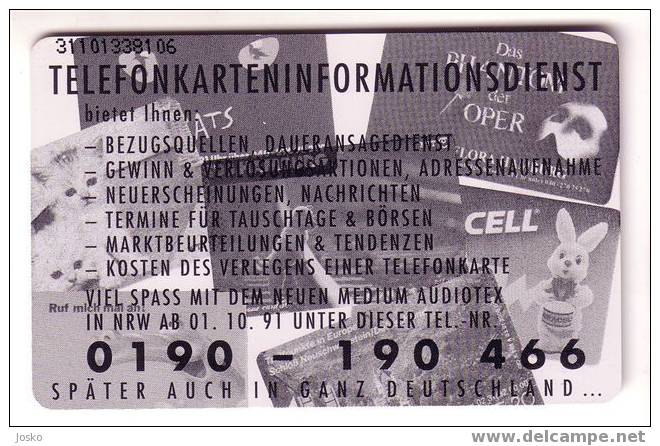 Germany - Allemagne - RARE And OLD Issue Card AUDIOTEX - S 30 10.91 - S-Series : Tills With Third Part Ads