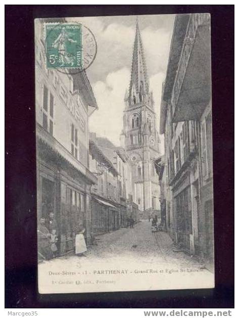 008452 Parthenay Grand´rue & église St Laurent édit.cordier N°13 Animée Belle Carte - Parthenay