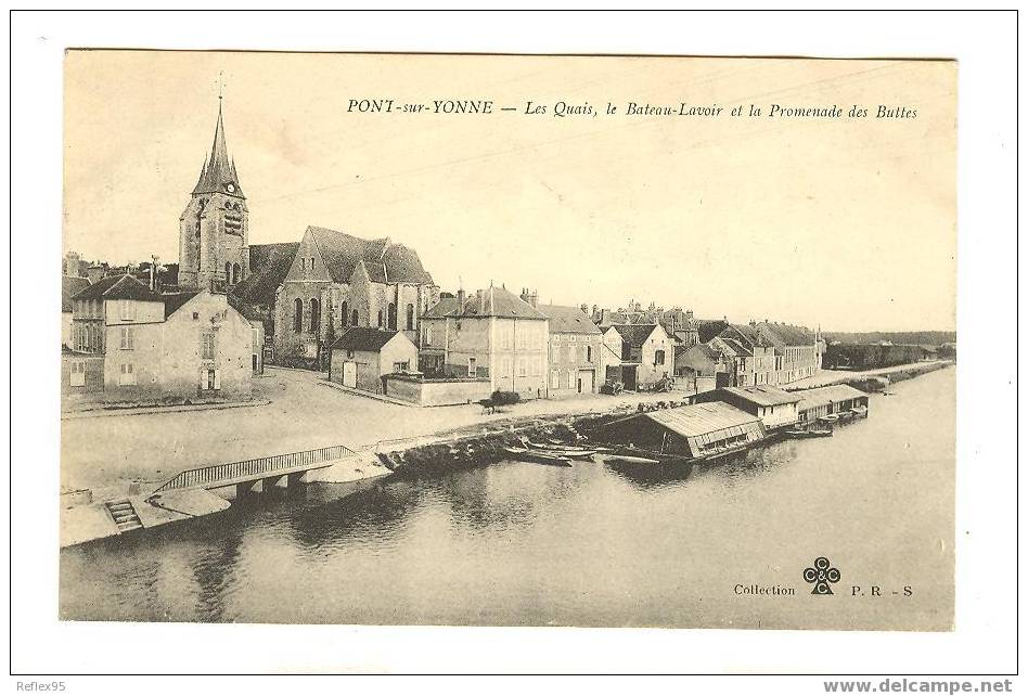 PONT SUR YONNE - Les Quais, Le Bateau-LAvoir Et La Promenade Des Buttes - Pont Sur Yonne