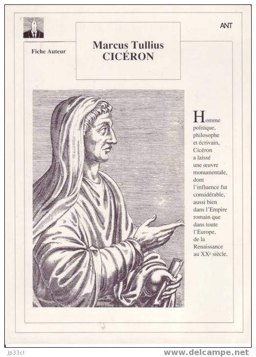 Fiche D´auteur Sur Cicéron - Lesekarten