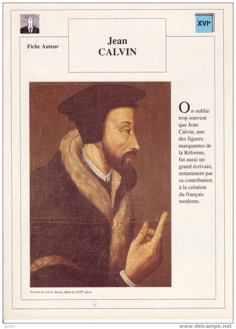 Fiche D´auteur Sur Jean Calvin - Fiches Didactiques