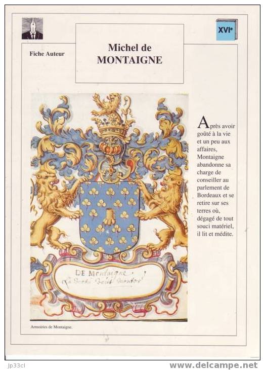 Fiche D´auteur Sur Michel De Montaigne - Fichas Didácticas