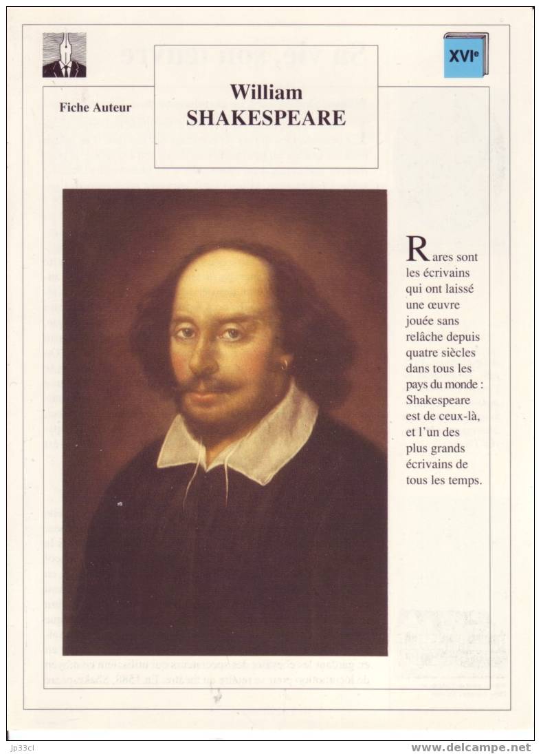 Fiche D´auteur Sur William Shakespeare - Fiches Didactiques