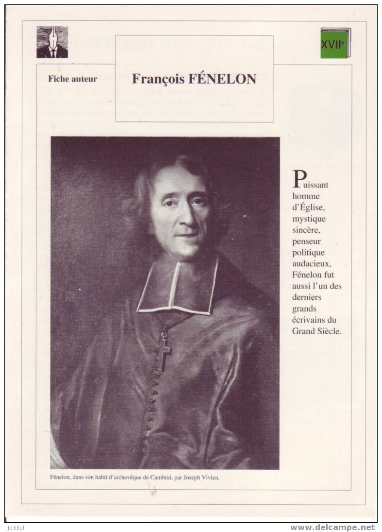 Fiche D´auteur Sur François Fénelon - Lesekarten