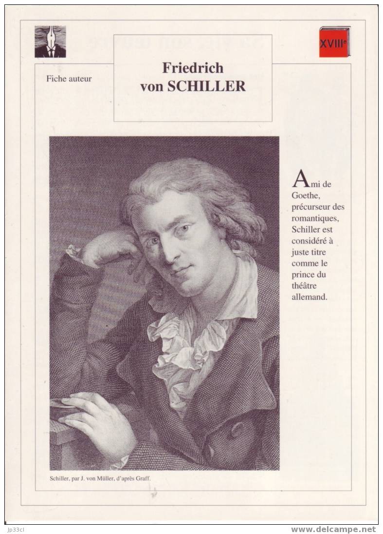 Fiche D´auteur Sur Friedrich Von Schiller - Lesekarten