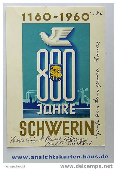 D 3284 - 800 Jahre Schwerin. Festpostkarte - Beschrieben - Schwerin