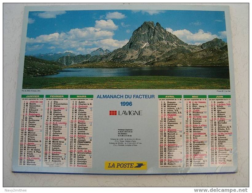 ALMANACH DU FACTEUR  EDITION JEAN LAVIGNE 1996 - Grand Format : 1991-00