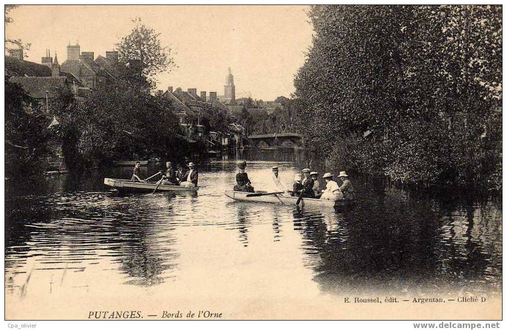 61 PUTANGES Bords De L'Orne, Animée, Barques, Ed Roussel, 190? - Putanges