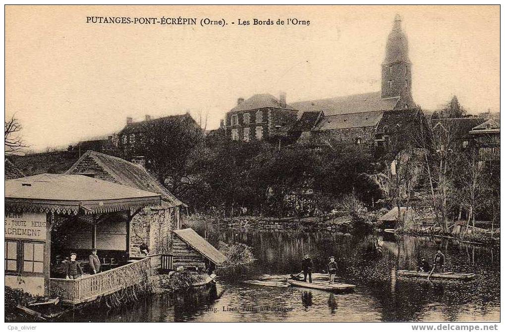 61 PUTANGES PONT ECREPIN Bords De L'Orne, Animée, Restaurant, Passeur, Ed Lizot, 190? - Pont Ecrepin