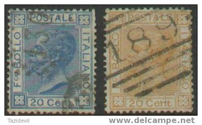 ITALY - 1867-77 Emmanuel. Scott 35-6. Used - Usati