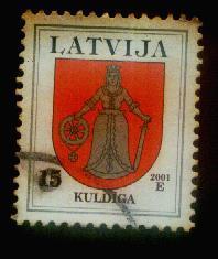 Latvia- National Costume -15 Sant -LOGO- KULDIGA  -2001 Year -stamp - O - Lettonie