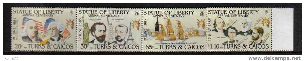 1003 - TURKS & CAICOS , N. 718/721. Statue Of Liberty *** - Turcas Y Caicos