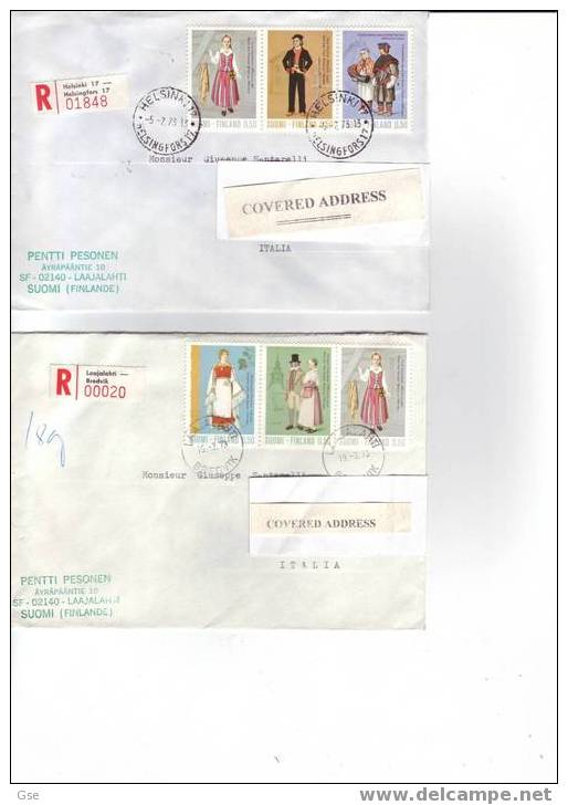 FINLANDIA 1973 - Yvert  674/78 Su 2 Lettere Raccomandate Per L'Italia - Storia Postale