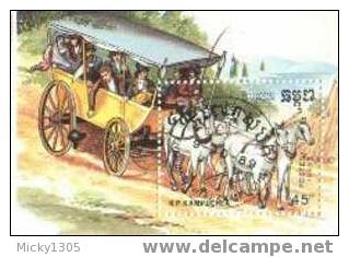 Kampuchea - Block Gestempelt / Miniature Sheet Used (B061) - Stage-Coaches