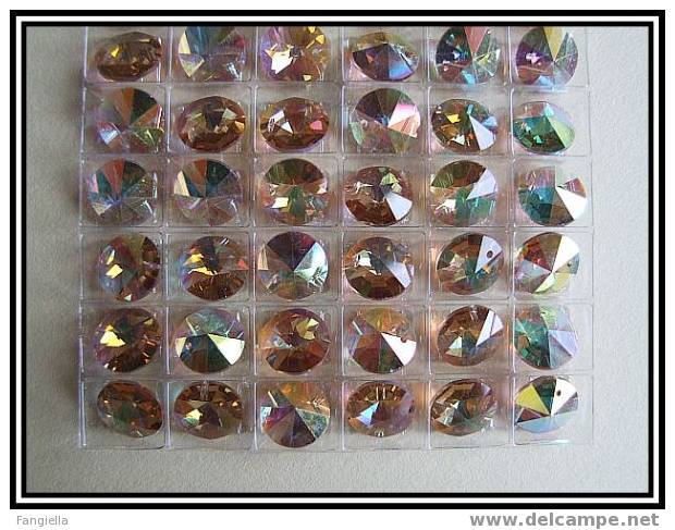 Lot De 2 Pendants Swarovski N°21 Light Colorado Topaz AB 10mm - Perles