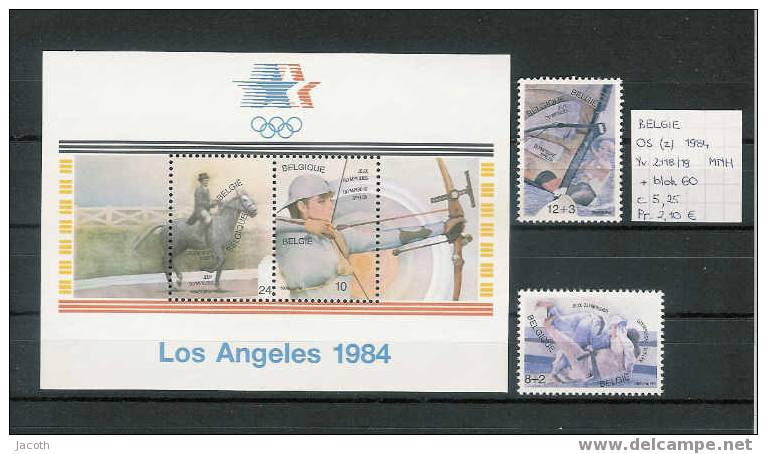 België - Yv. 2118/19 + Blok 60 Postfris/MNH/neuf - Summer 1984: Los Angeles