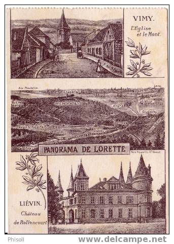 Lot 359: Eglise Château De Rollencourt, Panorama De Lorette, Oblitération FM Feldpost 1ère GM - Lievin