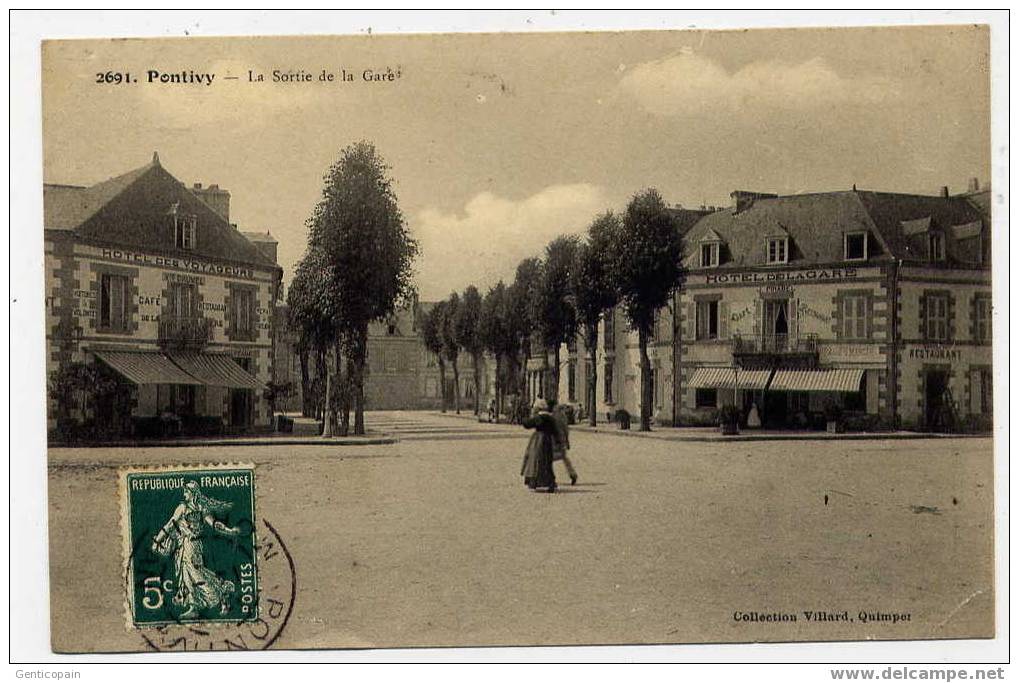 H131 - PONTIVY - La Sortie De La Gare (1910 - BELLE CARTE Animée) - Pontivy