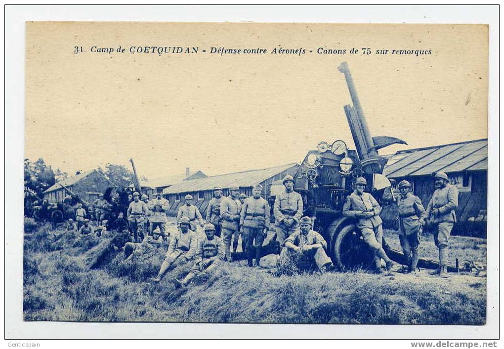 H131 - Camp De COETQUIDAN - Défense Contre Aéronefs - Canons De 75 Sur Remorques - Guer Coetquidan