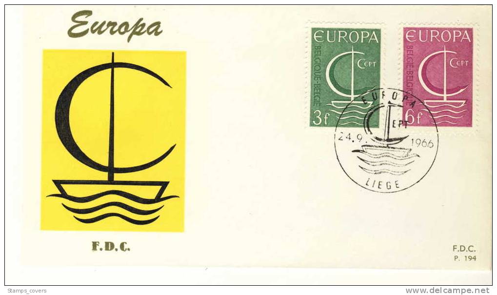 BELGIUM FDC COB 1389/90 EUROPA 1966 - 1966