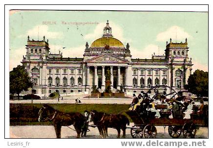 CPA - BERLIN - REICHSTAGSGEBAUDE - ANIMEE VOITURE A CHEVAUX - Tiergarten